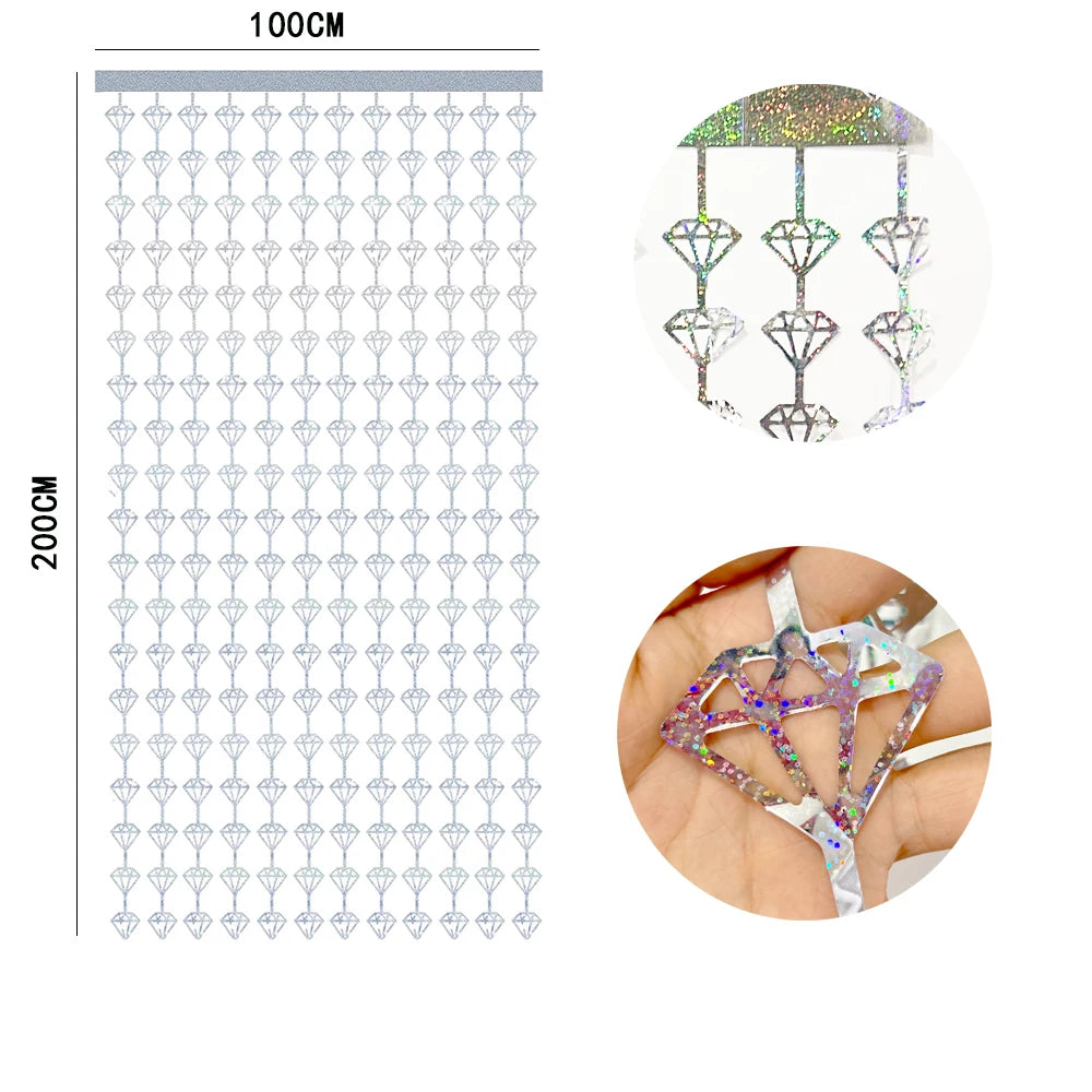 Disco Party Decorations Silver Foil Fringe Curtains