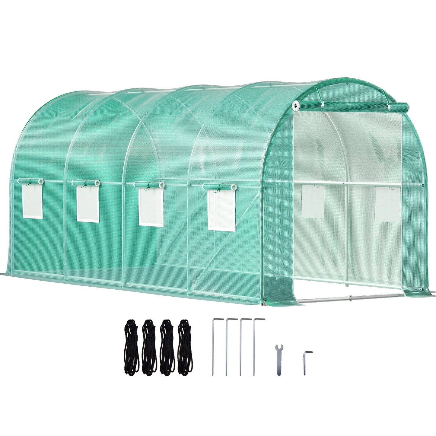 SucceBuy Walk-in Tunnel Greenhouse with Galvanized Frame & Waterproof Cover & Cold Frames