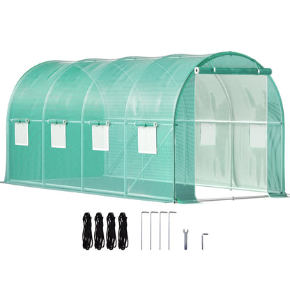 SucceBuy Walk-in Tunnel Greenhouse with Galvanized Frame & Waterproof Cover & Cold Frames