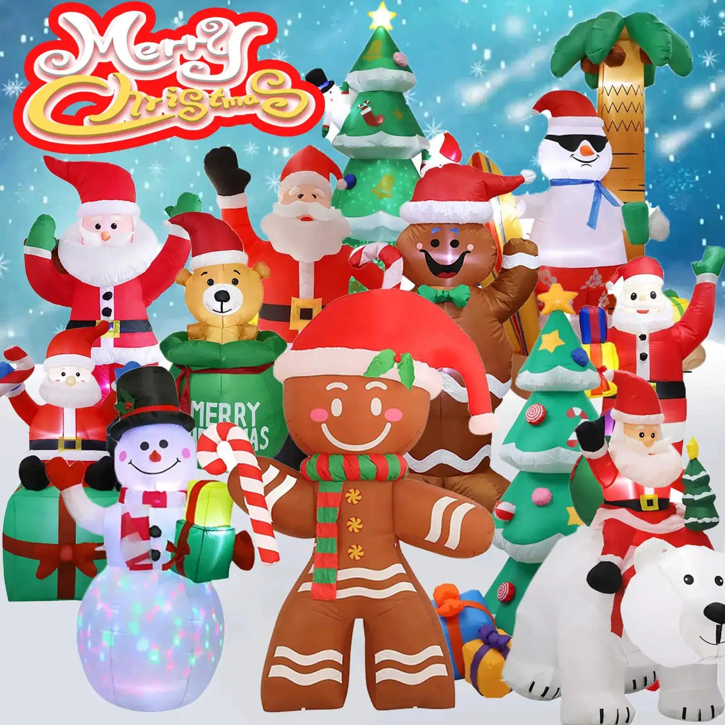 Inflatable Christmas Decorations with Built-in LED Lights