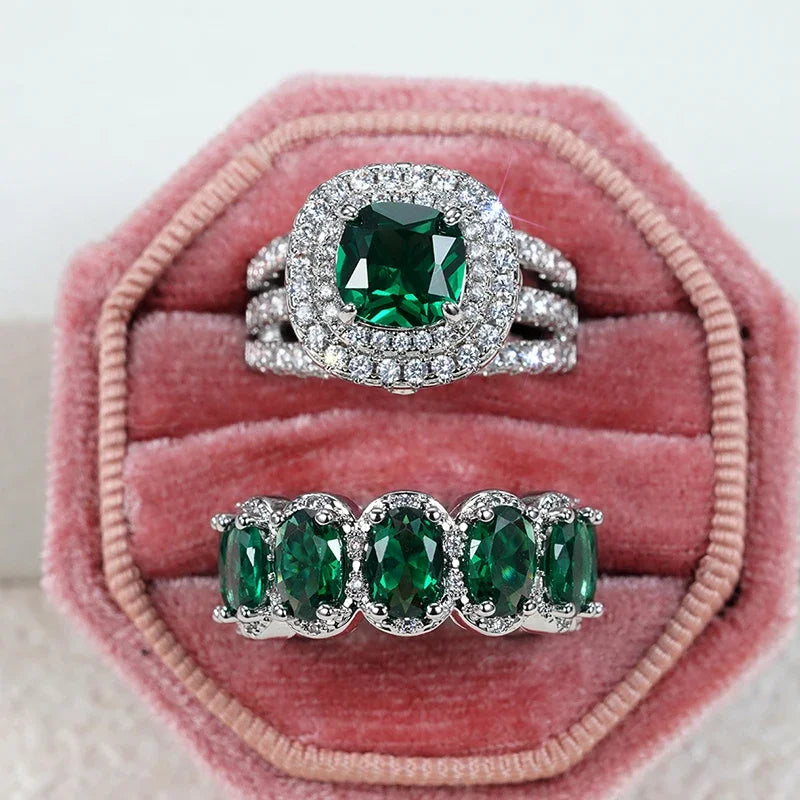 Gorgeous 2Pcs Set Brilliant Zirconia Rings