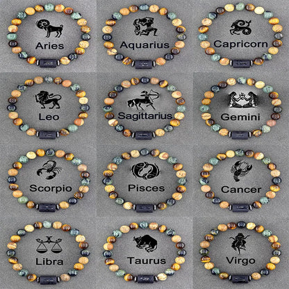 12 Zodiac Sign Constellation Beaded Charm Bracelet