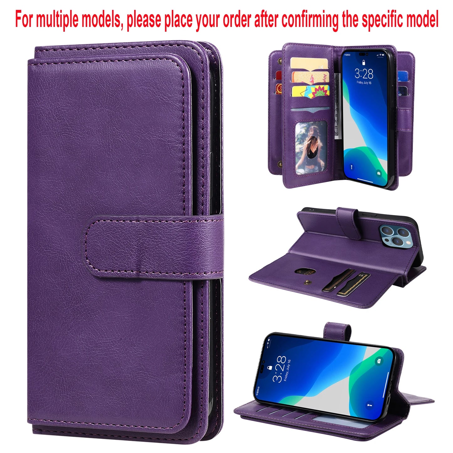 Samsung Leather Storage Compartment Flip Card Slot Wallet Case