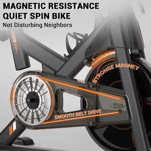 Stationary Bike with Silent Belt Drive Heavy Flywheel Multigrips Handlebar