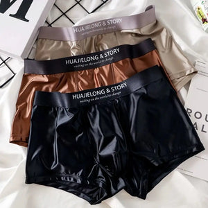 Breathable Thin Satin Seamless Mid Waist Boxers