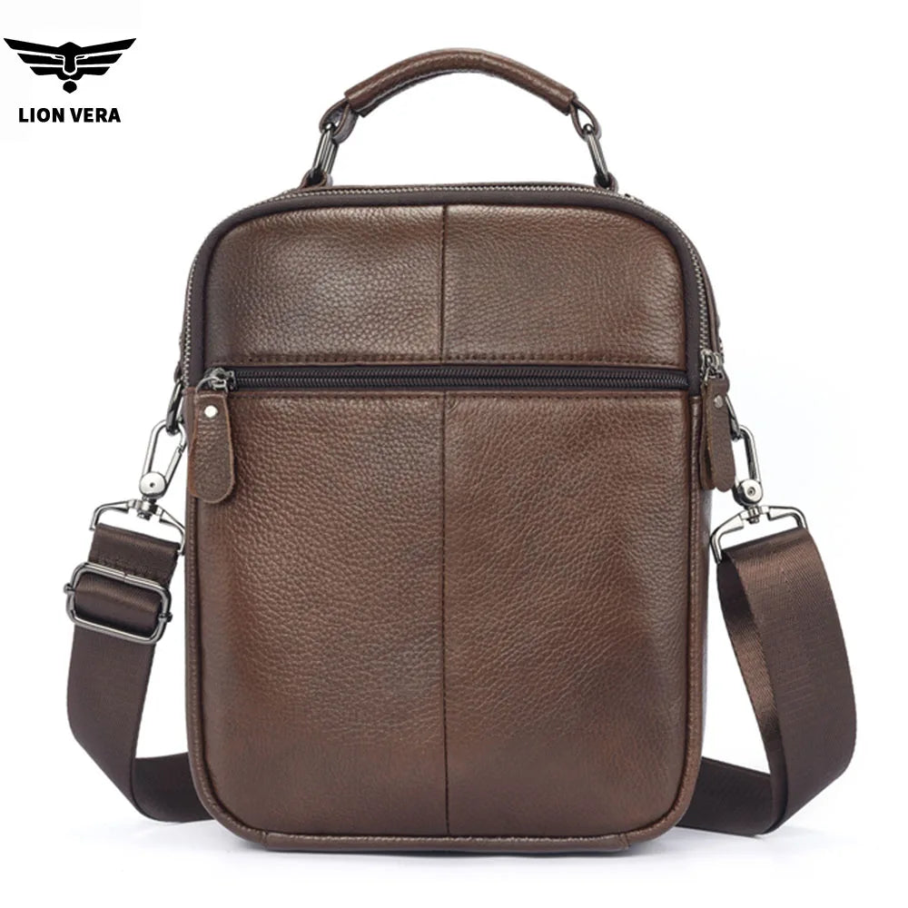 LION VERA Men's Genuine Leather Shoulder Bag & Crossbody Purse