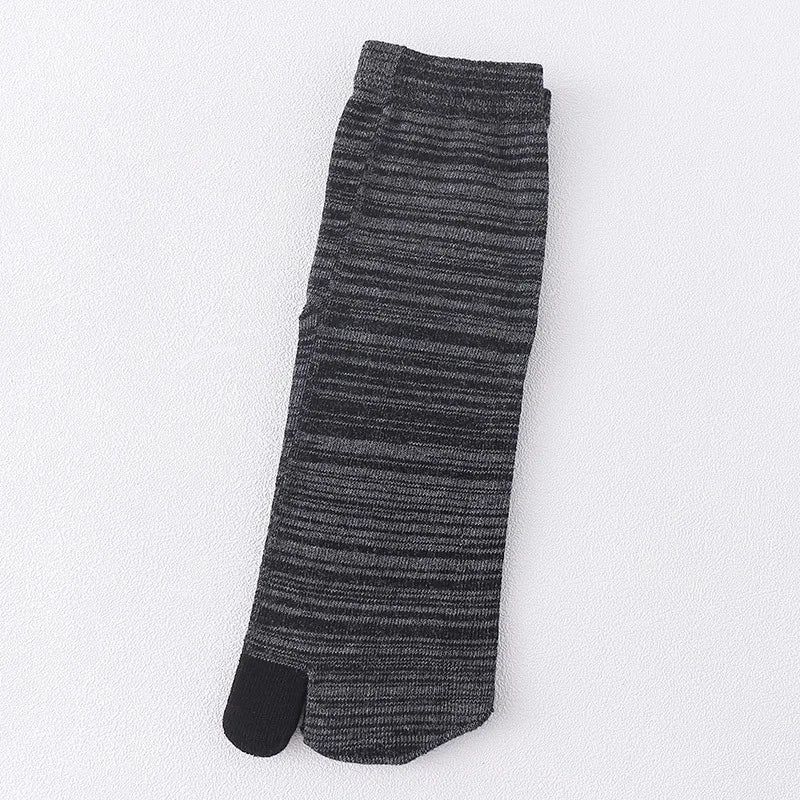 Unisex Retro Striped Cotton Tabi Split-Toe Socks (5-Pack)