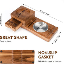 Solid Wood Cigar Ashtray with Cigar Drawer Whiskey Cup Holder Cigar Cutter Stainless Steel Bowl