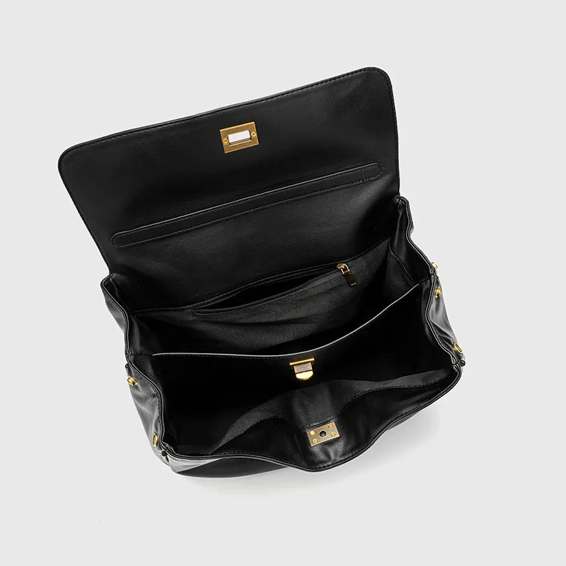 Women's Split Leather Large Capacity Tote Bag & Shoulder Handbag