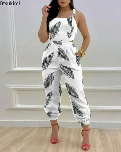 Open Back Printed Jumpsuit