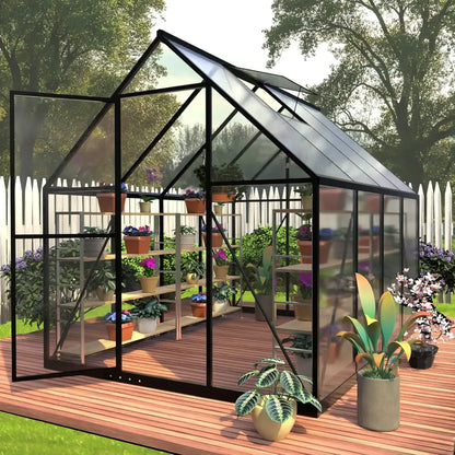 6 x 8FT Polycarbonate Greenhouse with Roof Air Vent