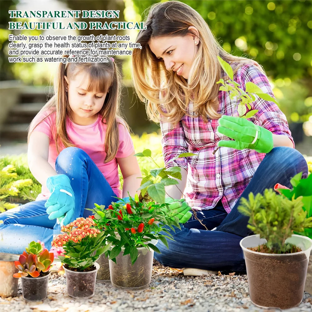 30-Pack Clear Plastic Nursery Pots with Drainage Holes
