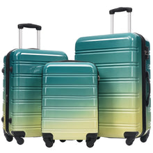 Hardshell 3-Piece Gradient Color Expandable Suitcase with Wheels and TSA Lock