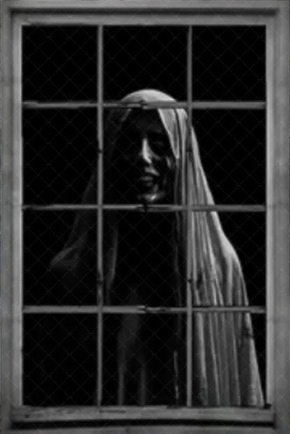 Scary Halloween Window Curtain & Backdrop