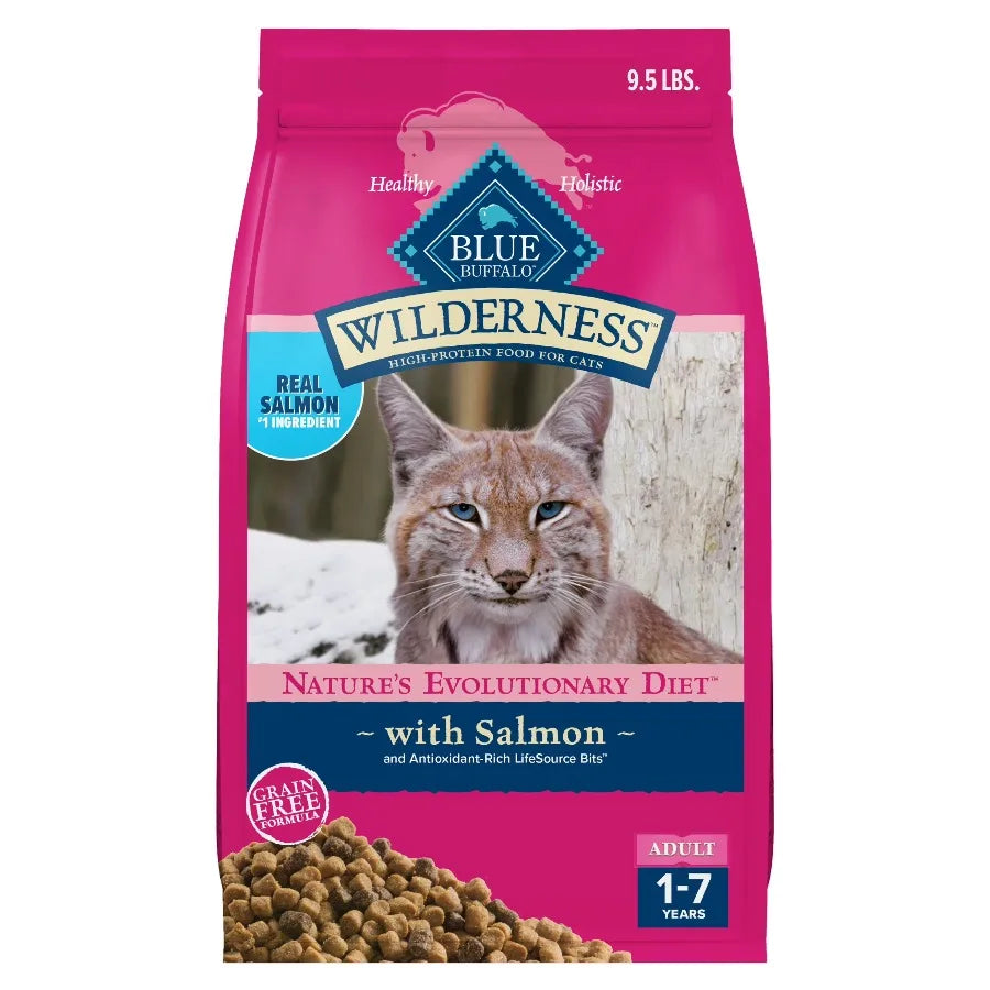 Blue Buffalo Wilderness High Protein Adult Cat Food - Salmon (9.5 lb Bag)