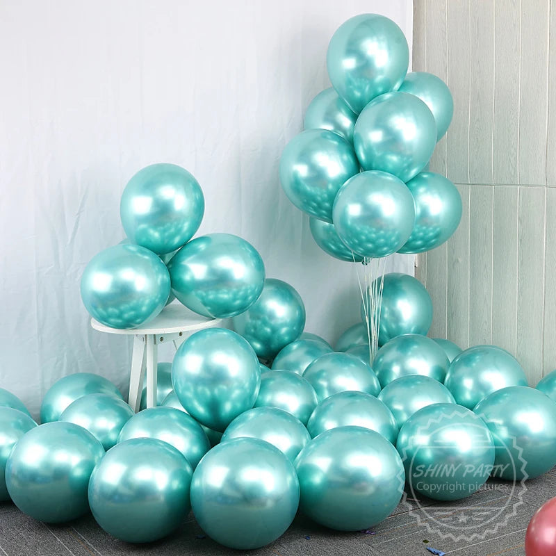 50-Pack Metallic Chrome Latex Balloons - Ultra-Gloss Party Decor