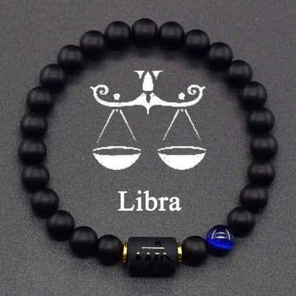 Natural Tiger Eye 12 Zodiac Bead Bracelet