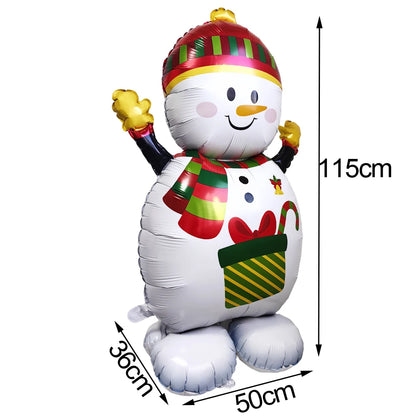Large Standing 4D Foil Christmas Balloon - Inflatable Holiday Decor with Base