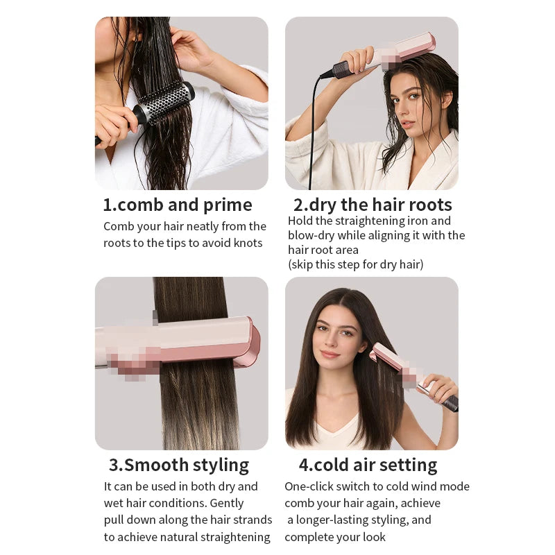 HT01 2-in-1 Hair Dryer & Straightener Brush