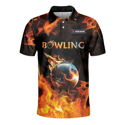 Men's Custom Name Cosmic Bowling Graphic Polo Shirt