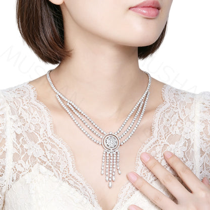 Luxury 925 Sterling Silver Lab-Grown Sapphire Pendant Necklace