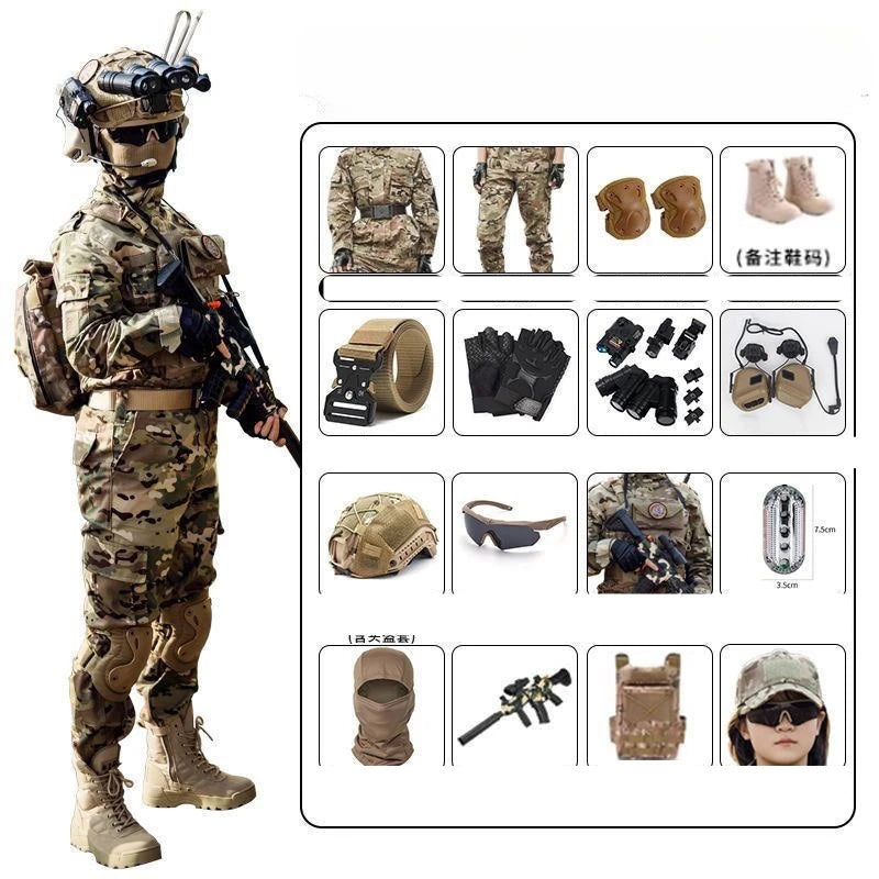 Kids' Tactical Camouflage Military Uniform & Gear Set