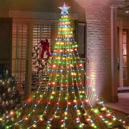LED Waterfall Fairy String Lights with Star Topper