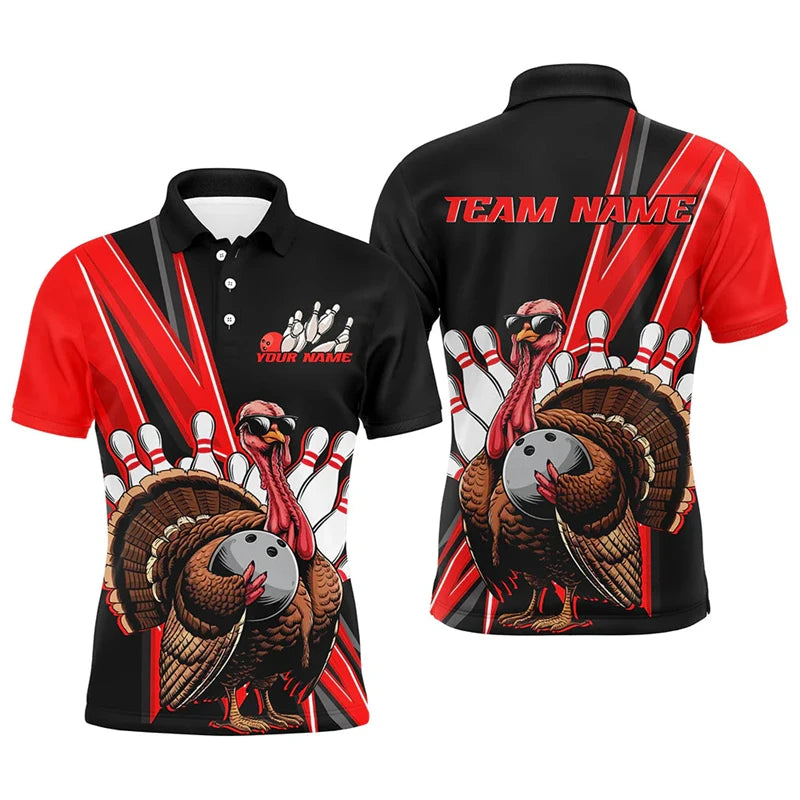 Custom Tiger Graphic Bowling Team Polo Shirt
