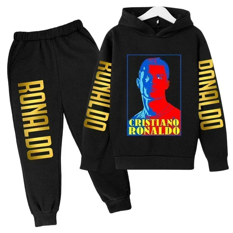 Ronaldo Print Hoodie + Pants Suit Set
