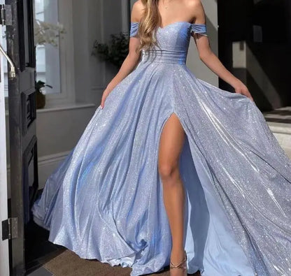 Fashionable Sequined Large Swing High Split Dress