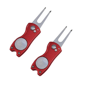 Foldable Golf Divot Repair Tool with Golf Ball Groove Cleaner
