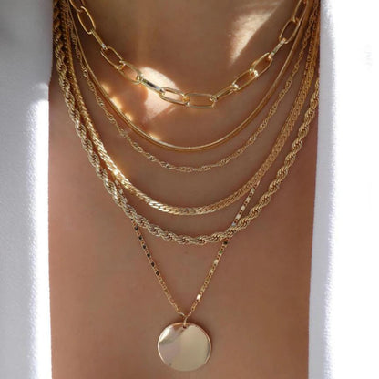 Trendy Geometric Bead Multilayer Crystal Necklace