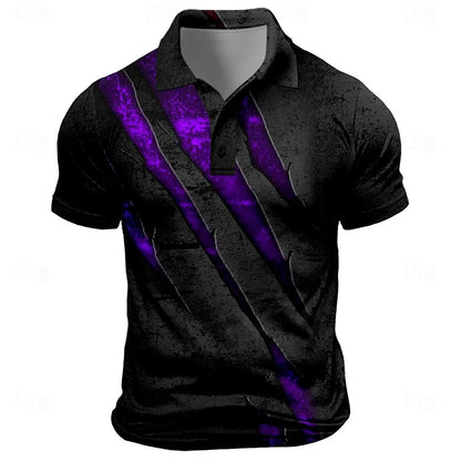 Men's Vintage Graphic Print Short-Sleeve Polo Shirt