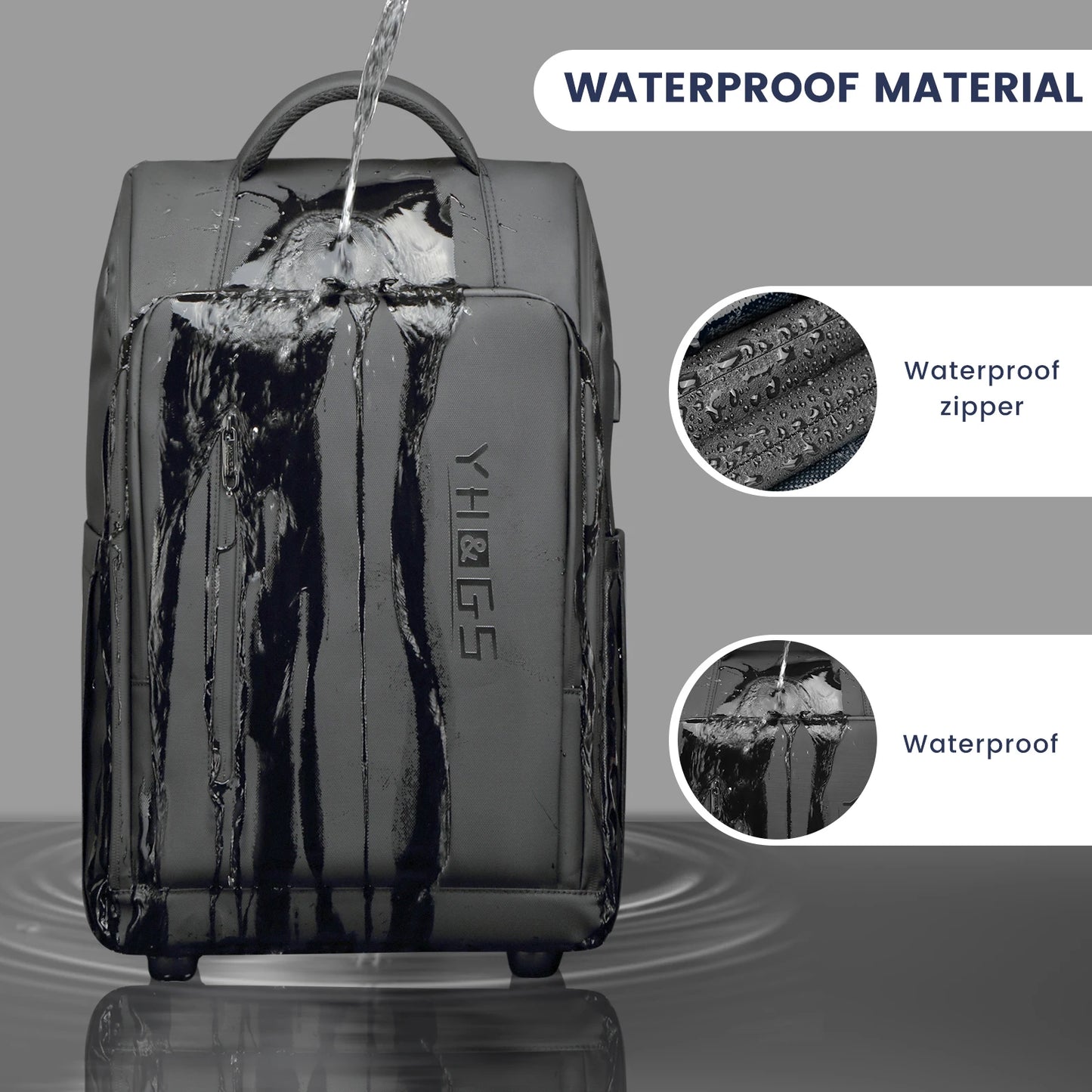 USB Charging Trolley Luggage Backpack with Wheels