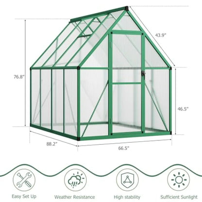 6x7FT Outdoor Greenhouse with Roof Vent - Heavy Duty Lockable Door