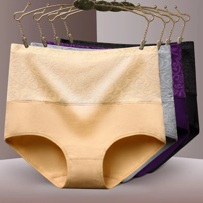 3Pcs Cotton High Waist Abdominal Briefs