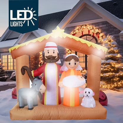 6FT LED Light Up Nativity Scene Inflatable Christmas Decoration