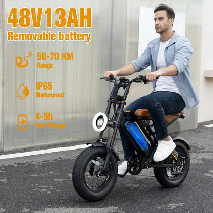 Bodywel Fat Tire M16 Electric Bike 1500W Motor 48V 15.6Ah 65KM Range