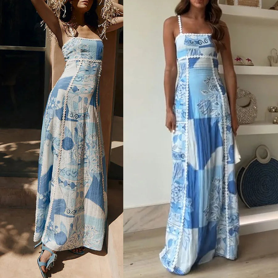 Women's Tie-Dye Spaghetti Strap Ankle-Length Sundress