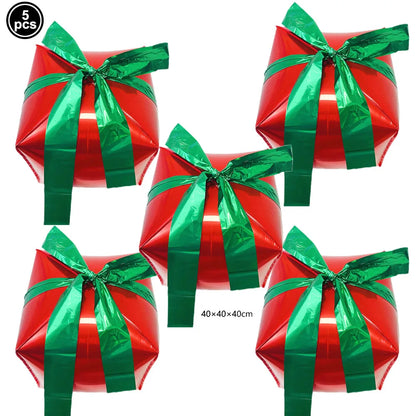 Large Santa Claus Foil Balloons & Christmas Tree Gift Box Decor