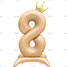42" Colored Number Stand Foil Balloons with Crown Figures