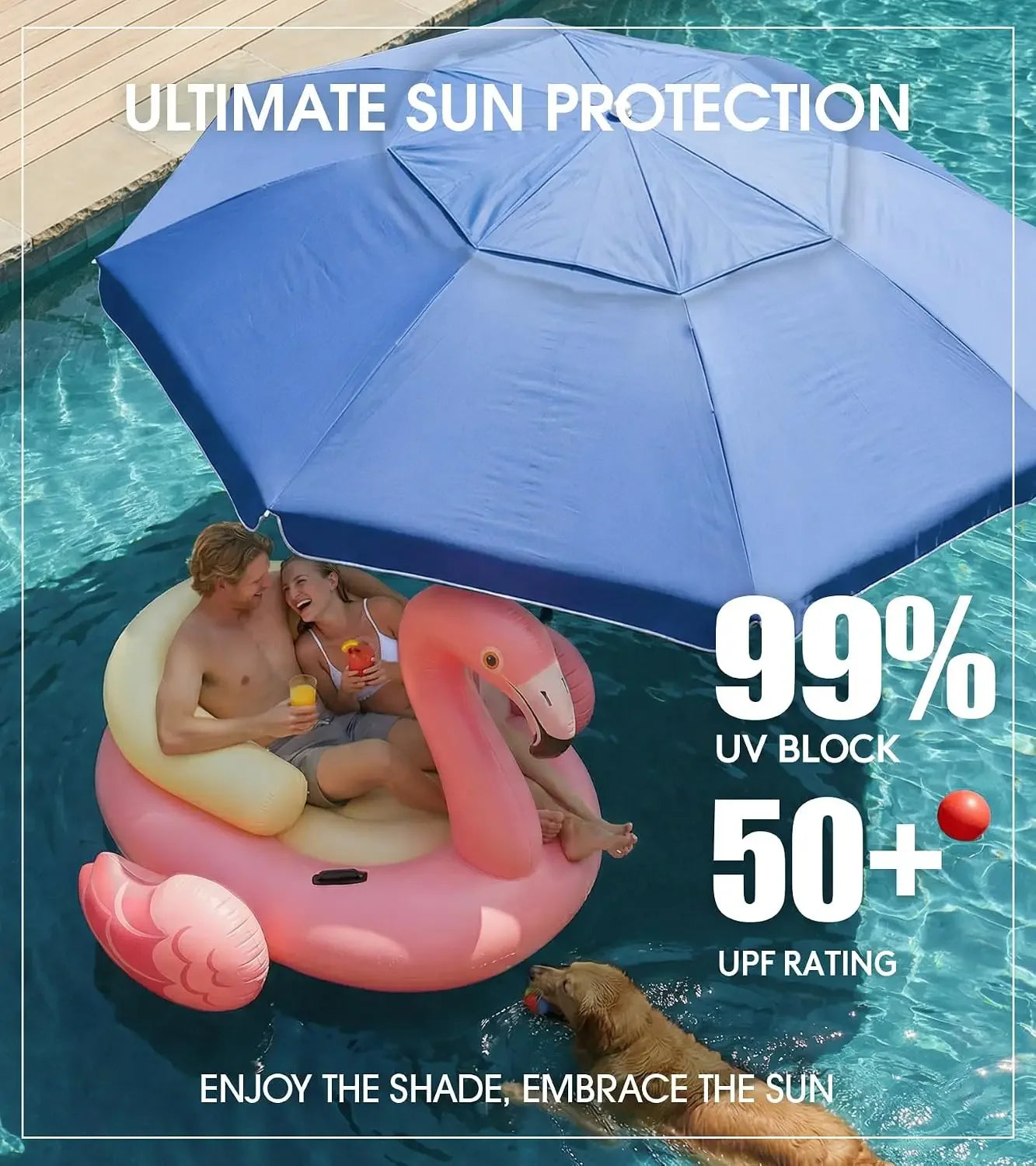Floating Pool Umbrella & Table Base with Integrated Cup Holders