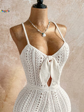 White Crochet Front Tie Sleeveless Backless Playsuit