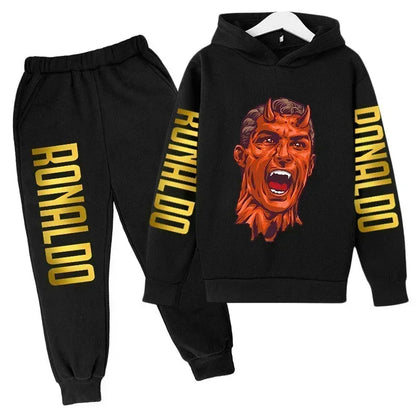 Ronaldo Print Hoodie + Pants Suit Set