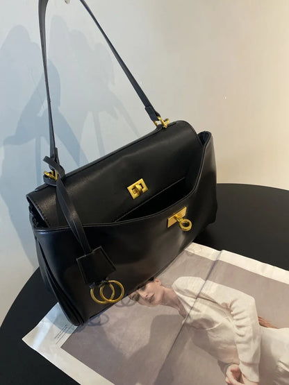 Women's Split Leather Large Capacity Tote Bag & Shoulder Handbag