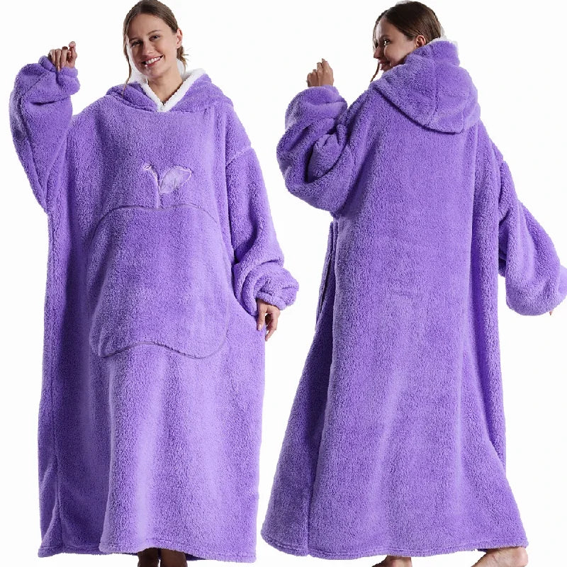Extra Long Wearable Blanket Robe with Full Sleeves