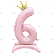 42" Colored Number Stand Foil Balloons with Crown Figures