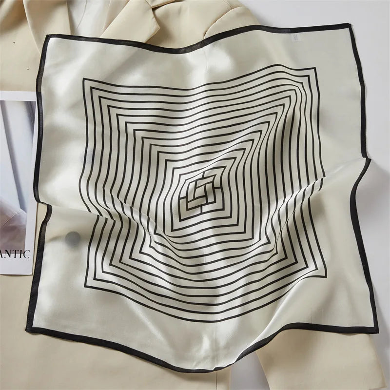 VISUAL AXLES 100% Mulberry Silk Striped Square Scarf (21" x 21")