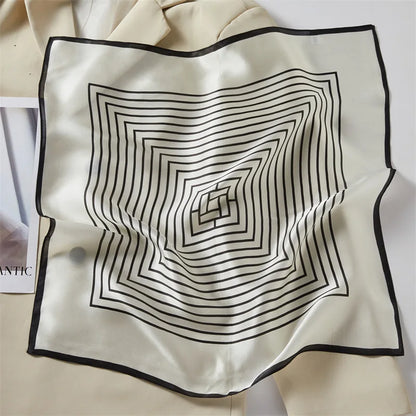 VISUAL AXLES 100% Mulberry Silk Striped Square Scarf (21" x 21")