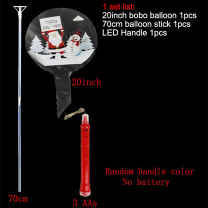 Christmas LED Light Up Bobo Balloons, 20 Inch Bubble Balloons with 3 Levels Flashing Handle